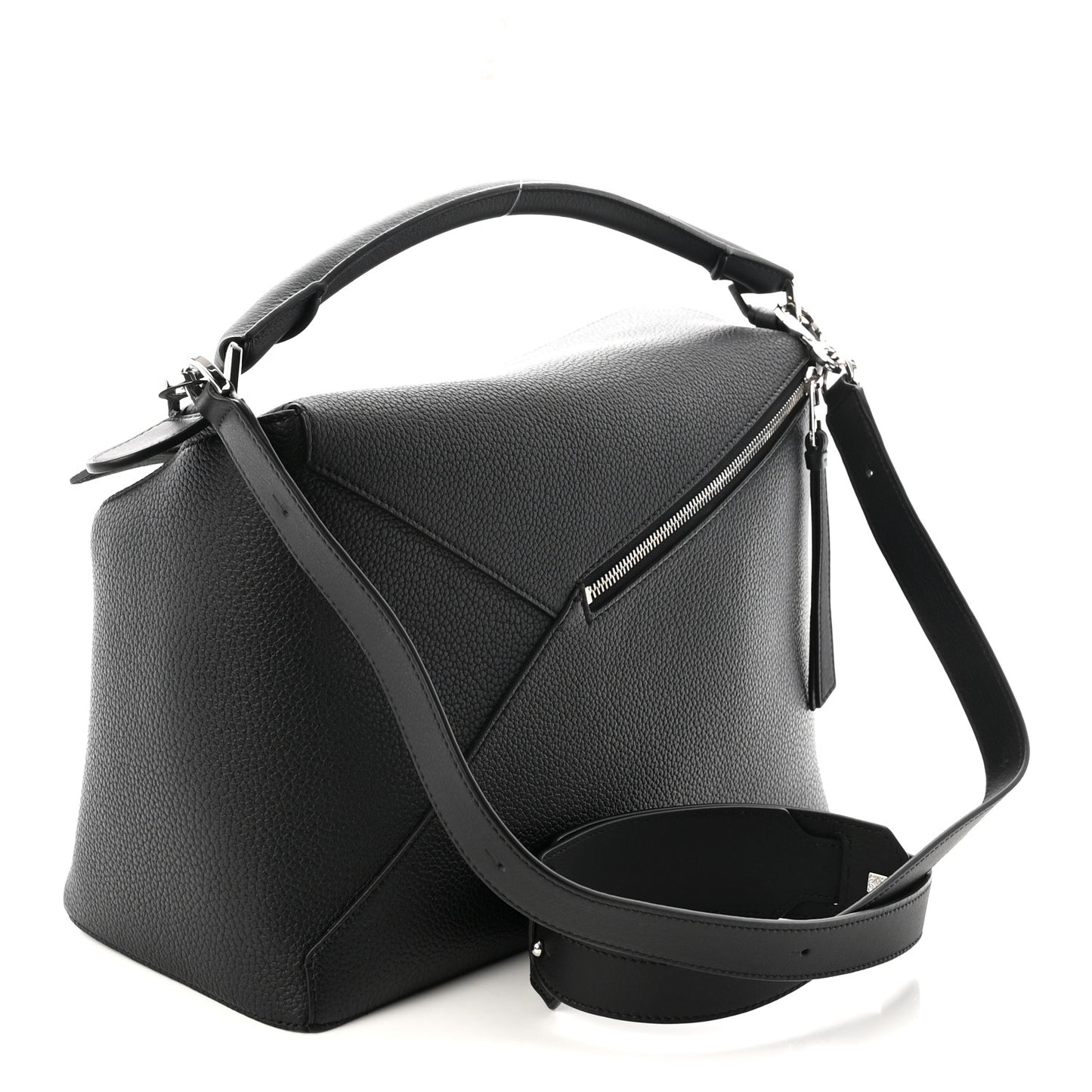 Grained Calfskin Large Puzzle Bag Black