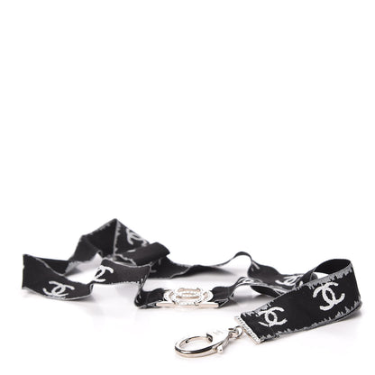 Chanel Crystal CC Lanyard Necklace Black Silver 3 of 4