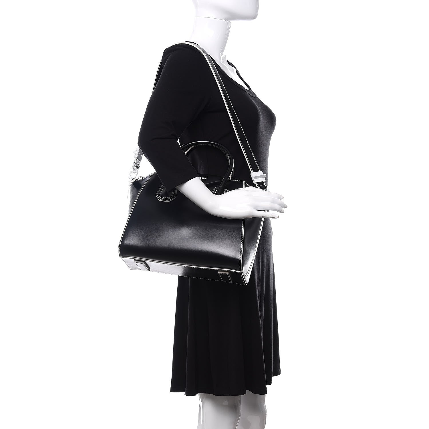 Givenchy Calfskin Contrast Topstitch Small Antigona Black White 3 of 14