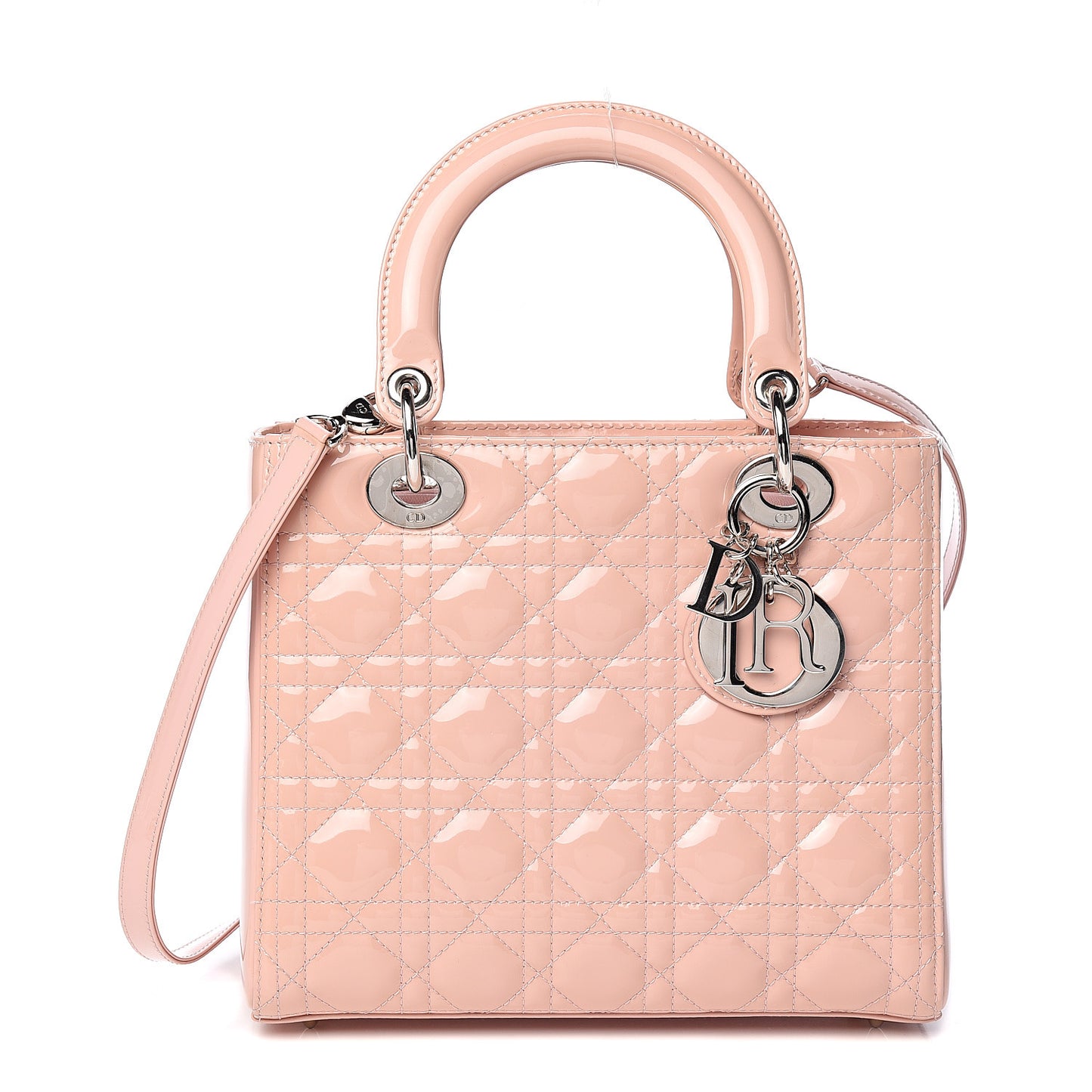 Patent Cannage Medium Lady Dior Rose Clair