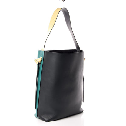Celine Shiny Smooth Calfskin Small Twisted Cabas Turquoise Black 4 of 10