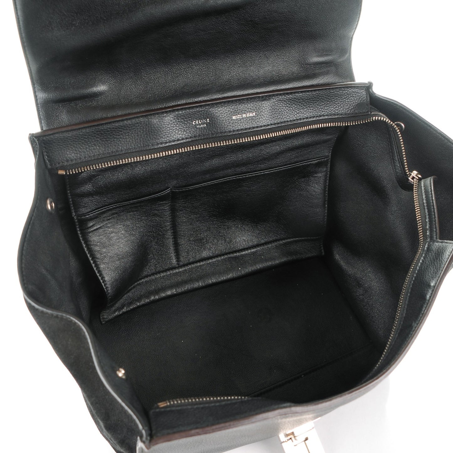 Drummed Calfskin Suede Medium Trapeze Black