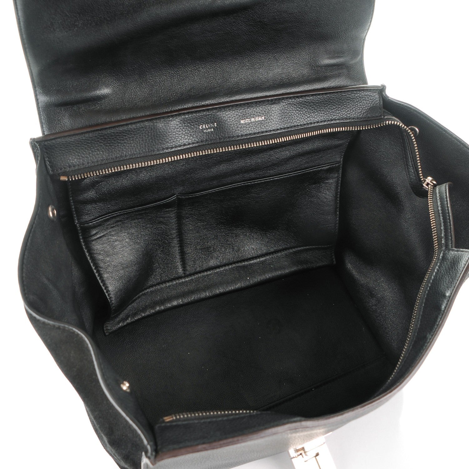 Celine Drummed Calfskin Suede Medium Trapeze Black 5 of 10