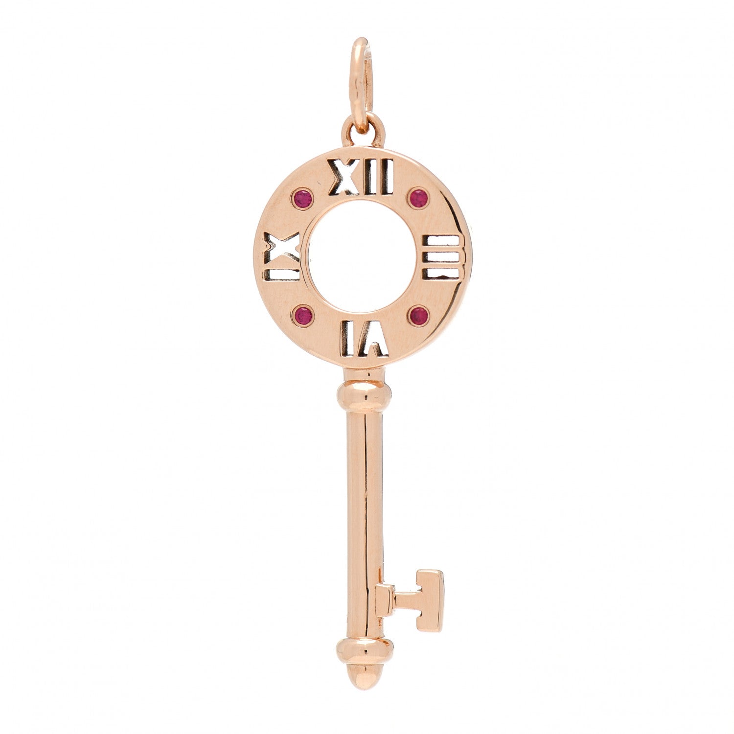 Tiffany 18K Rose Gold Ruby Atlas Pierced Key Pendant 1 of 3