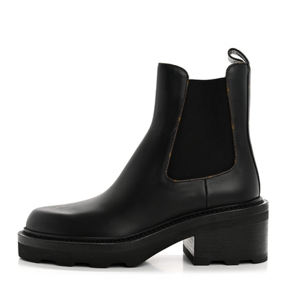 Louis Vuitton Calfskin Monogram Beaubourg Ankle Boots 39 Black 1 of 13
