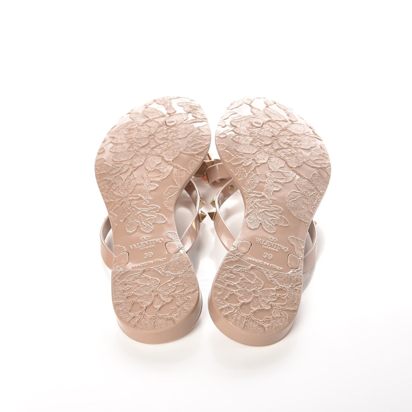 PVC Jelly Rockstud Bow Thong Sandals 39 Poudre