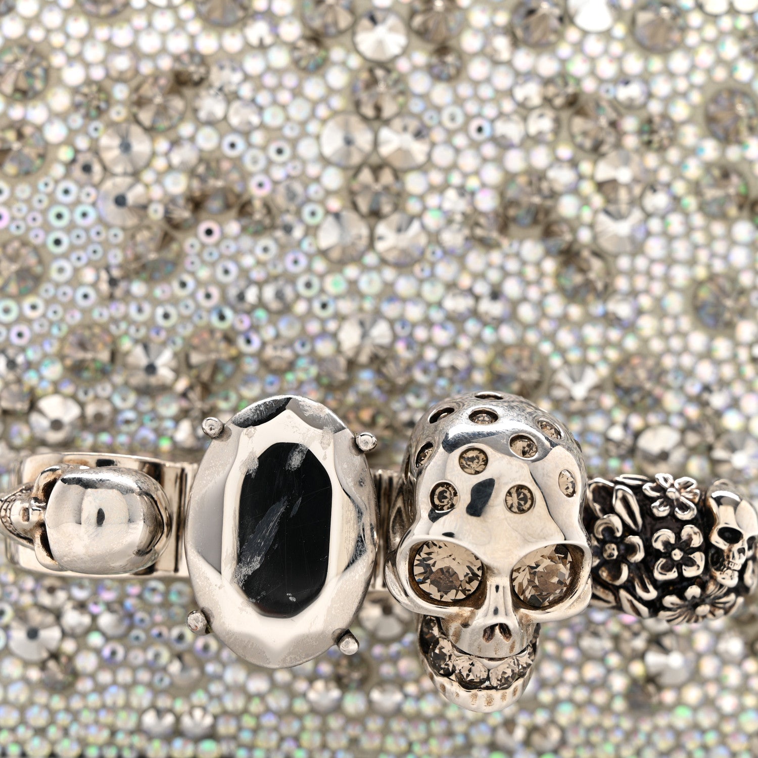 Alexander McQueen Suede Calfskin Crystal Studded Mini Jeweled