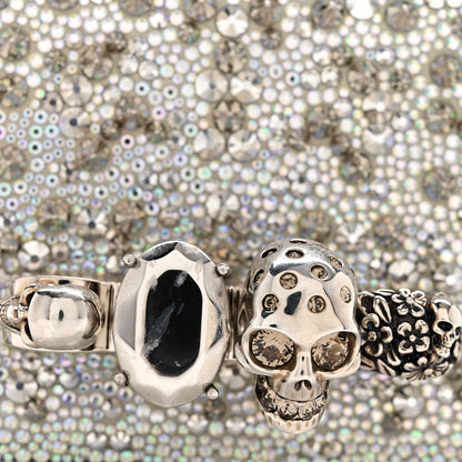 Alexander McQueen Suede Calfskin Crystal Studded Mini Jeweled Knuckle Satchel Silver 12 of 13
