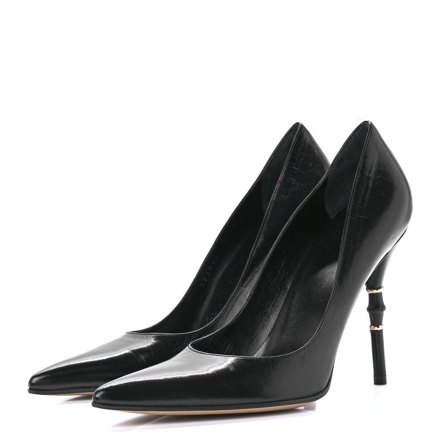 Gucci Calfskin Kristen Bamboo Pumps 37 Black 3 of 9