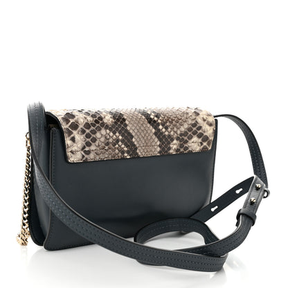 Chloe Python Calfskin Small Faye Shoulder Bag Blue 3 of 10