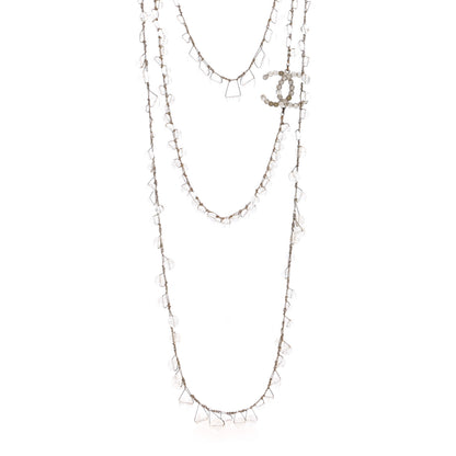 Chanel Crystal CC Multi Strand Long Chain Necklace Transparent Gold 1 of 4