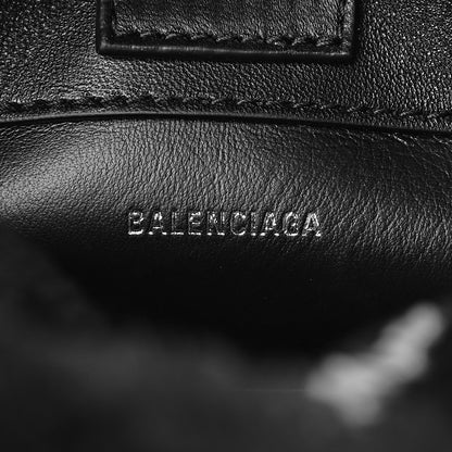Balenciaga Faux Fur Diagonal Logo Everyday Phone Holder Tote Black White 6 of 8