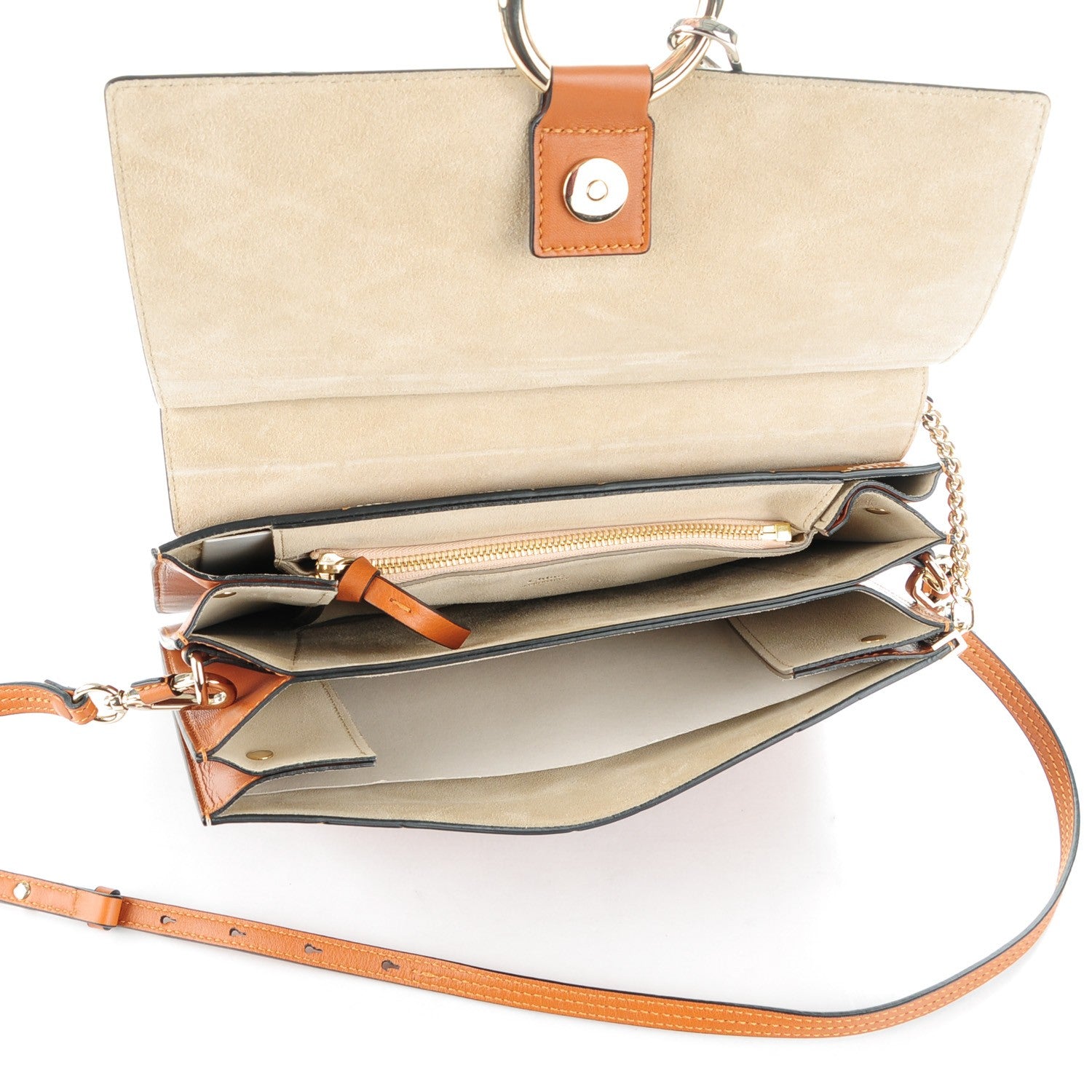 Chloe Calfskin Patchwork Medium Faye Shoulder Bag Caramel 5 of 8