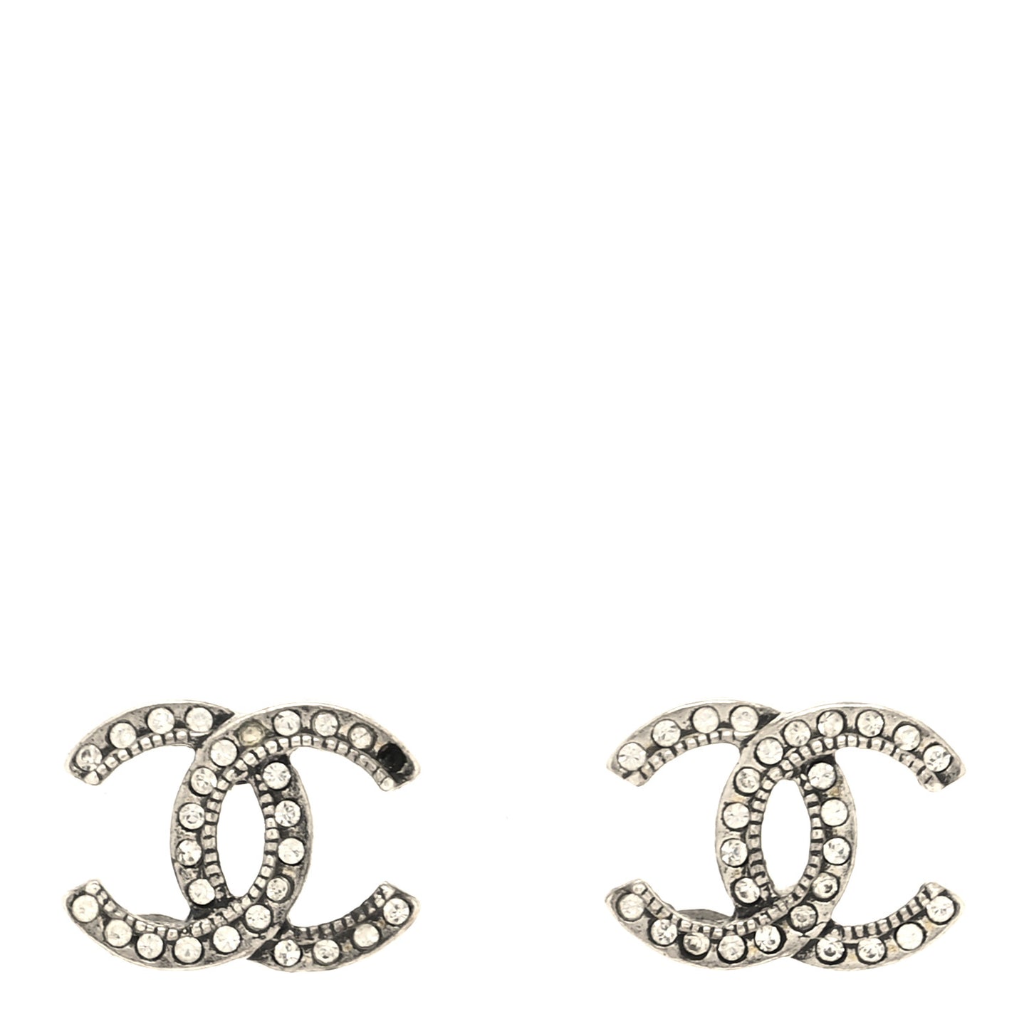 Crystal Royal Flush CC Stud Earrings Silver