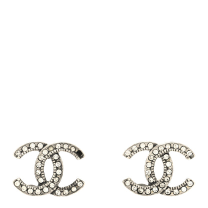 Chanel Crystal Royal Flush CC Stud Earrings Silver 1 of 5