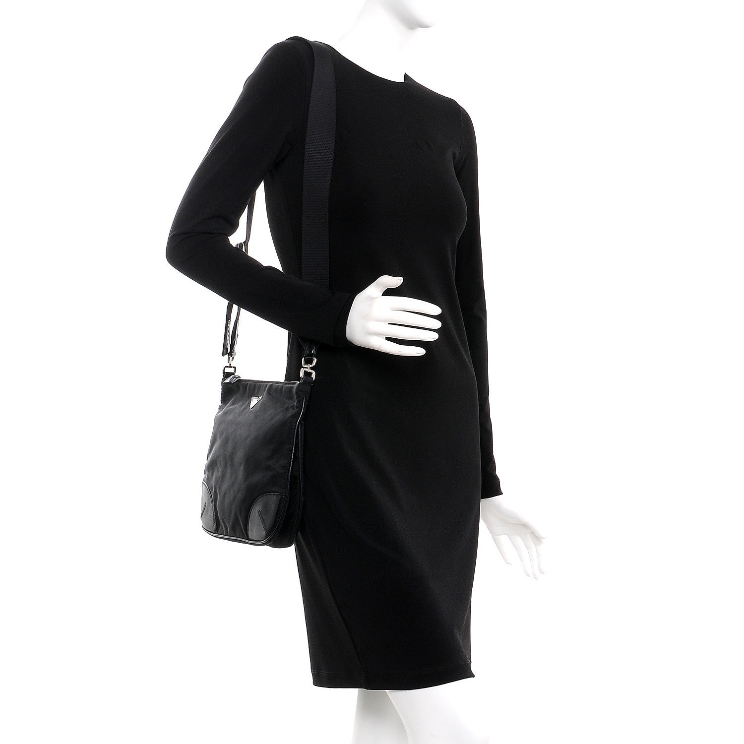 Prada Nylon Flat Messenger Bag Black 2 of 8