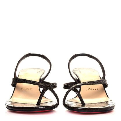 Christian Louboutin Calfskin Crocodile Embossed Taralita 55 Thong Sandals 38.5 Brown 2 of 7