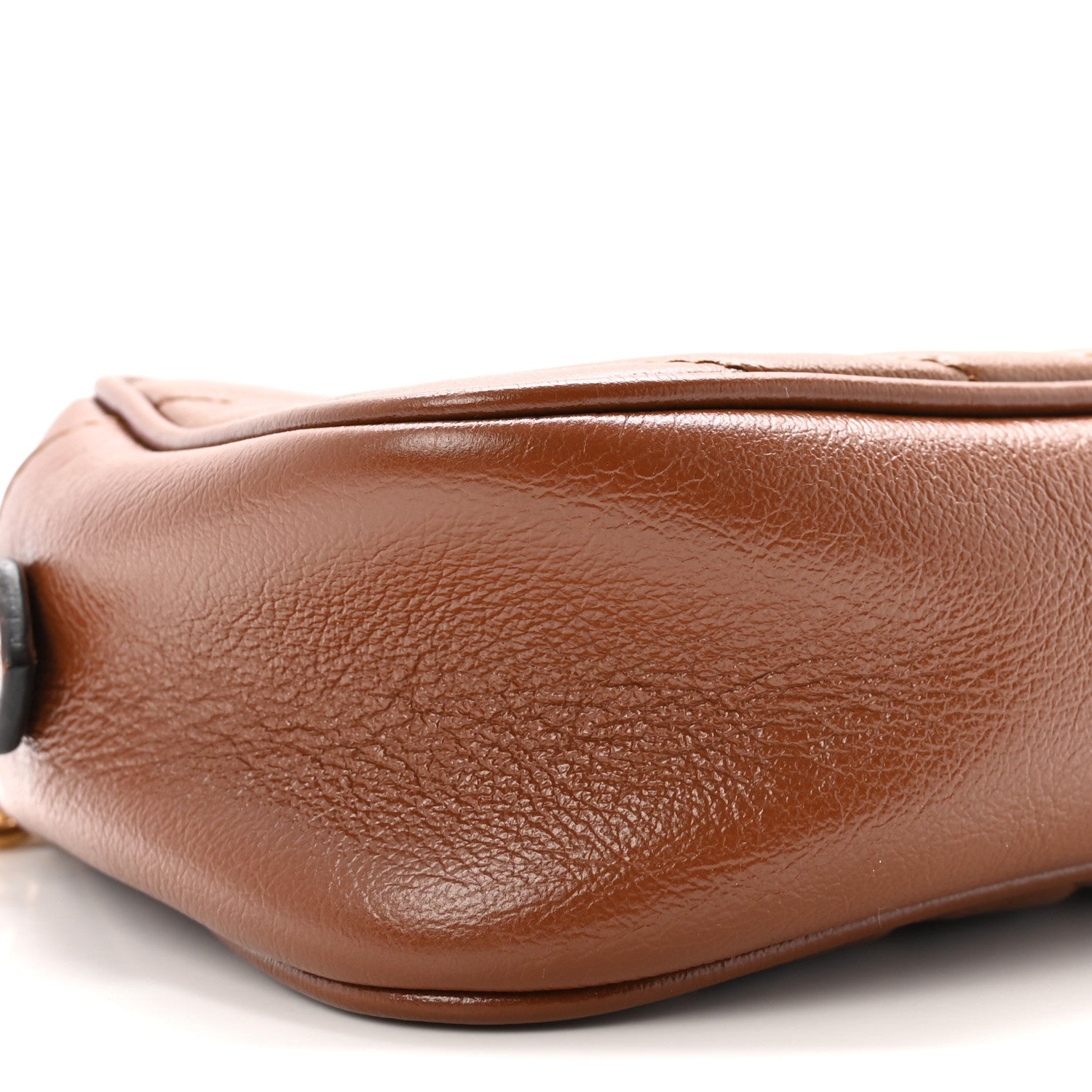 Gucci Glazed Calfskin Matelasse Diagonal Small GG Marmont Chain Shoulder Bag Cuir 9 of 10