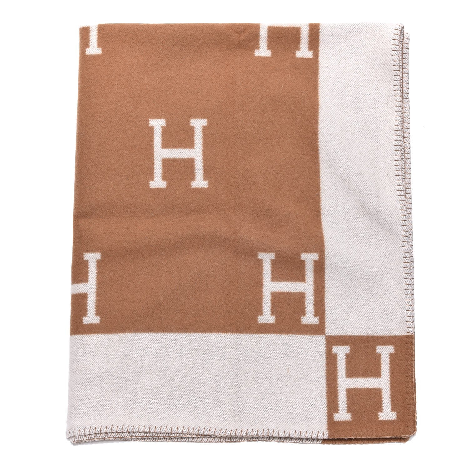 Hermes Wool Cashmere Avalon Blanket Ecru Camel 1 of 4
