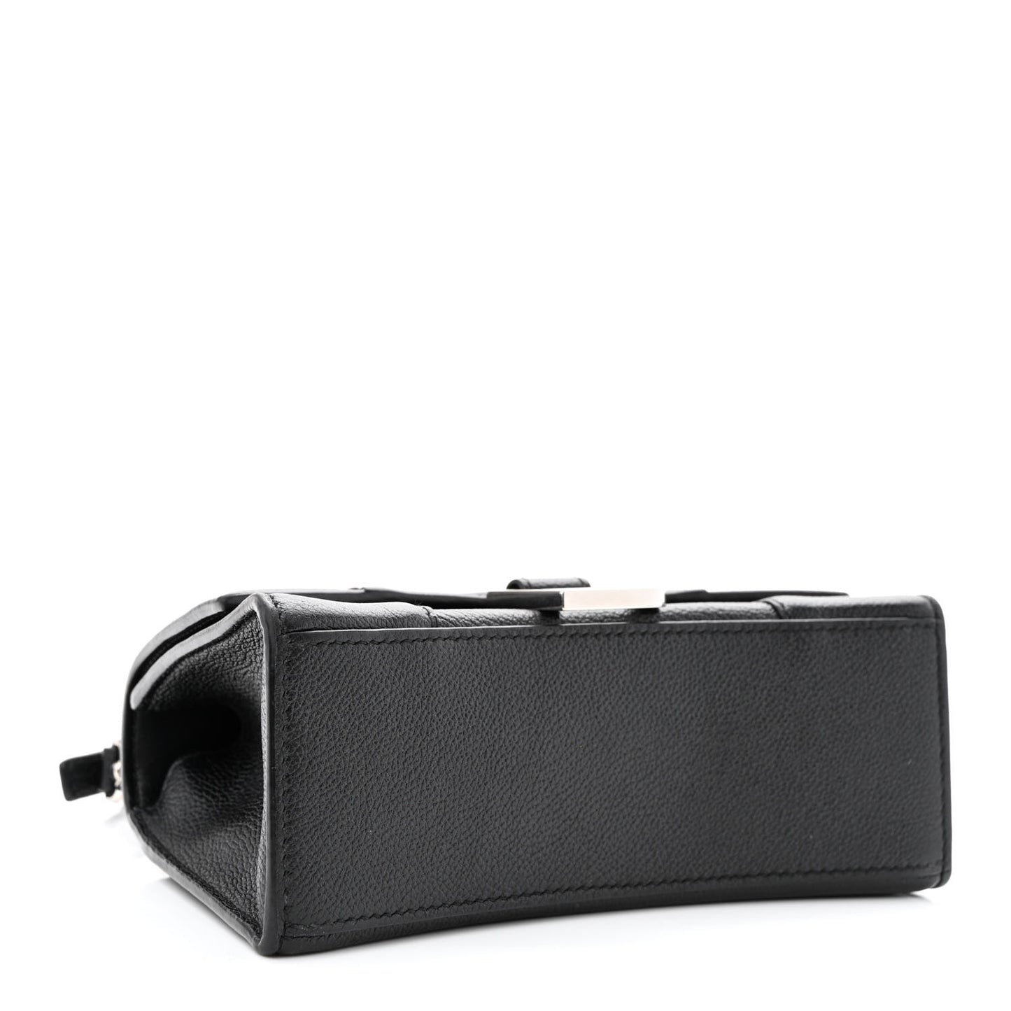 Grained Calfskin Hourglass Top Handle Bag XS Black