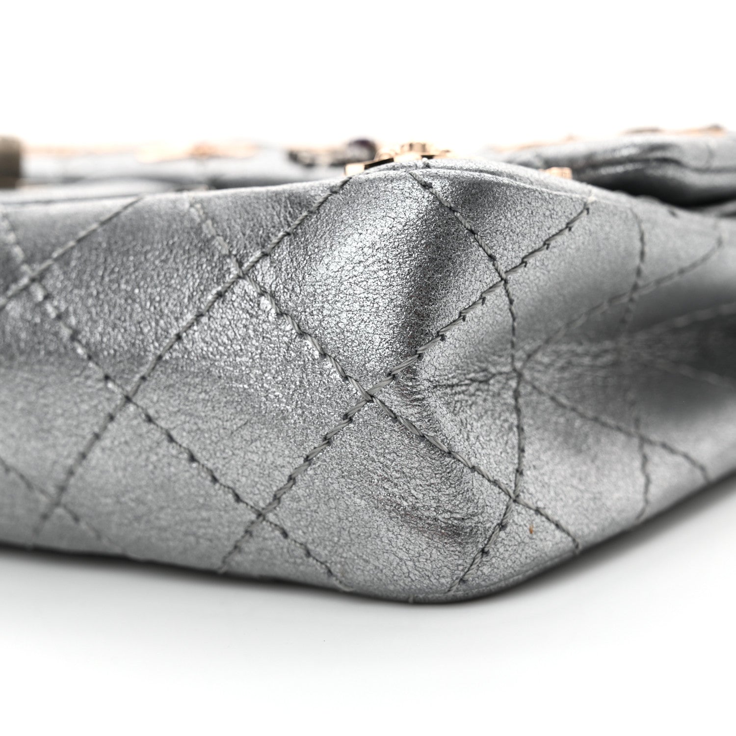 Chanel Metallic Calfskin Quilted Lucky Charms 2.55 Reissue 225 Flap Dark Silver 11 of 12