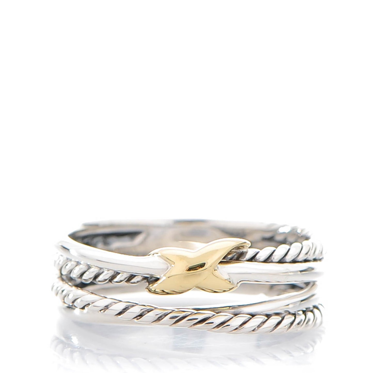 Sterling Silver 18K Yellow Gold 6mm X Crossover Ring 54 7