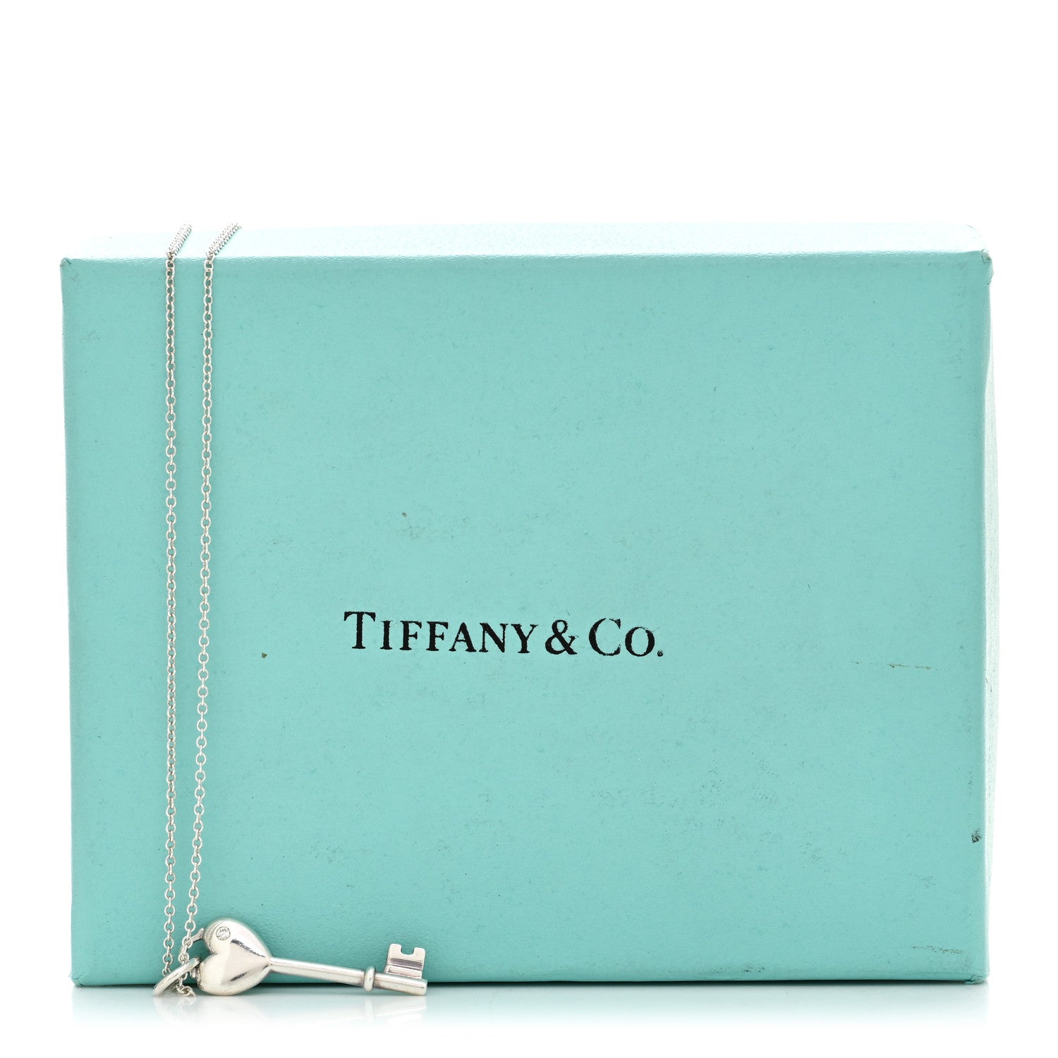 Tiffany Sterling Silver Diamond Heart Key Pendant Necklace 6 of 6