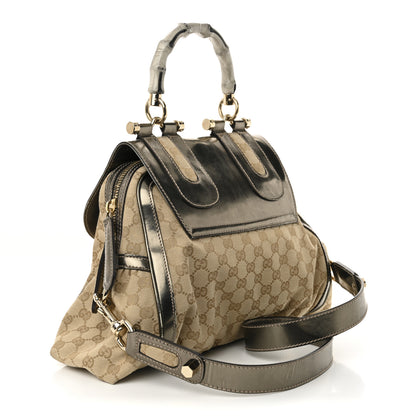 Gucci Monogram Large Pop Bamboo Top Handle Tote Pewter 5 of 37