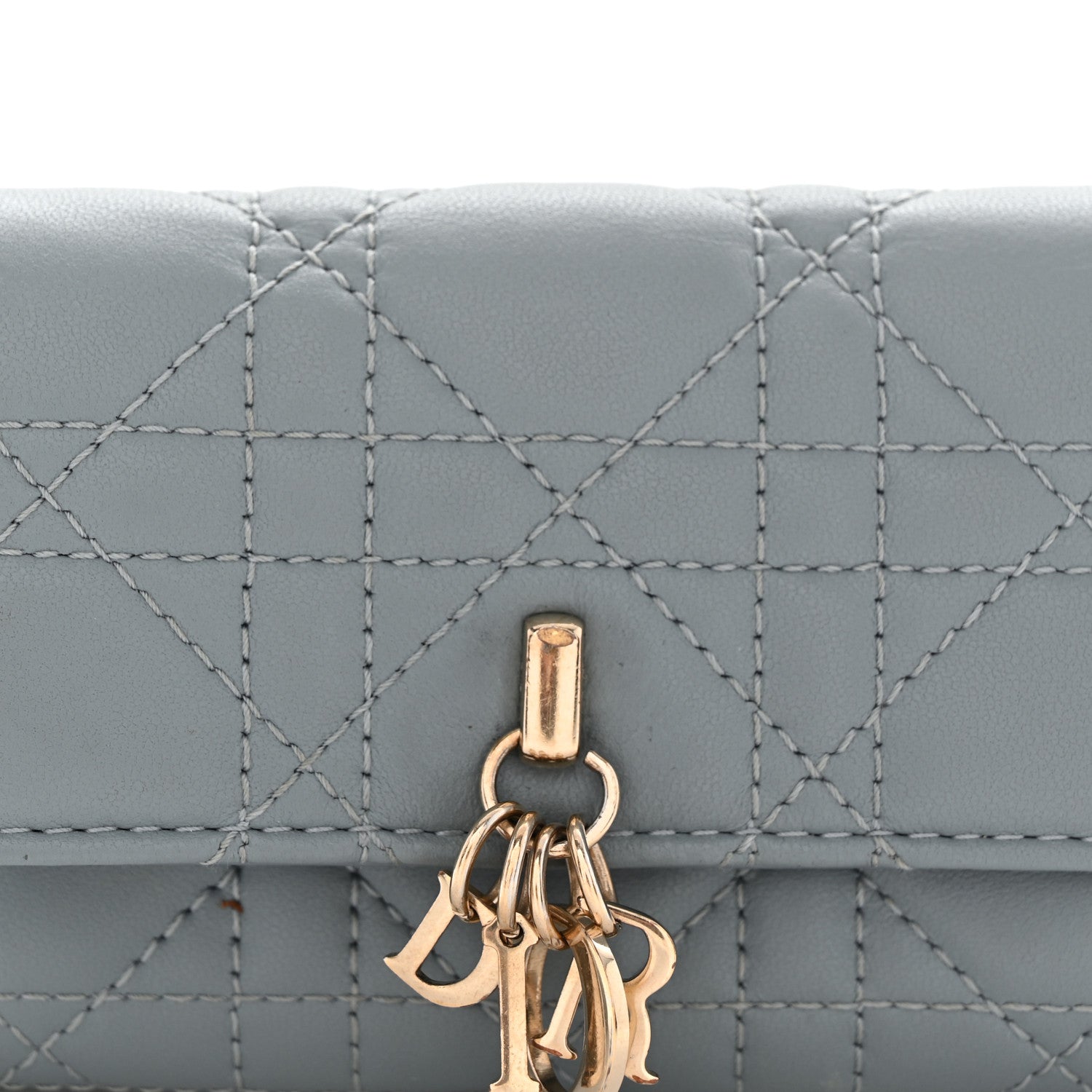 Christian Dior Lambskin Cannage Lady Dior Flap Card Holder Gray 8 of 8