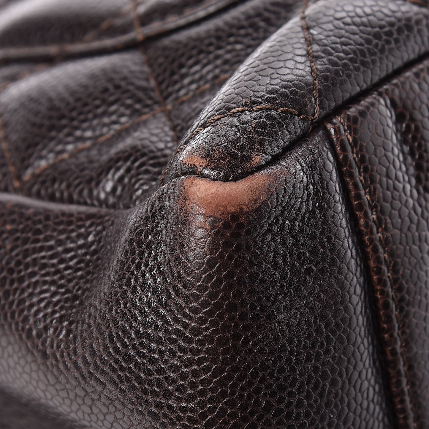 Caviar Quilted Grand Shopping Tote GST Dark Brown