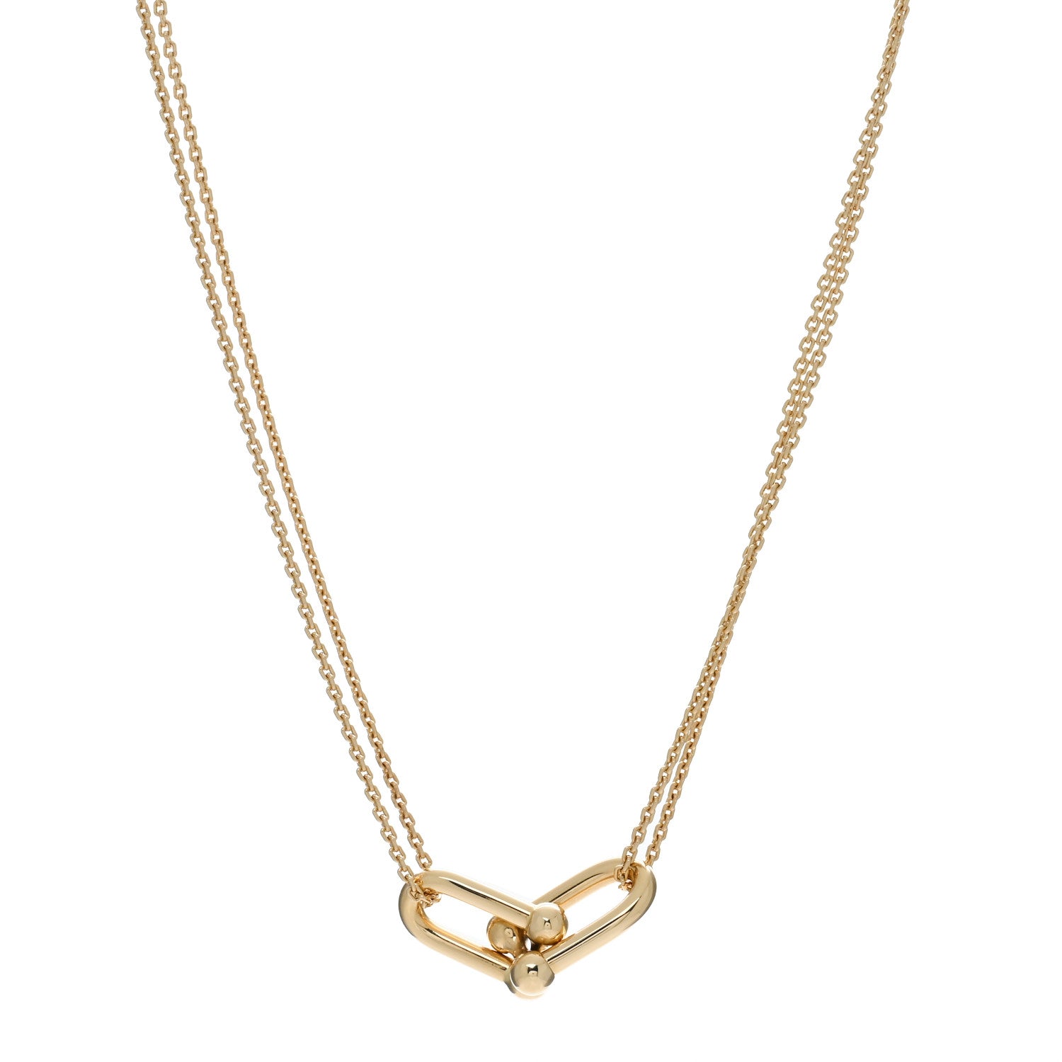 Tiffany 18K Yellow Gold HardWear Double Link Pendant Necklace 1 of 4