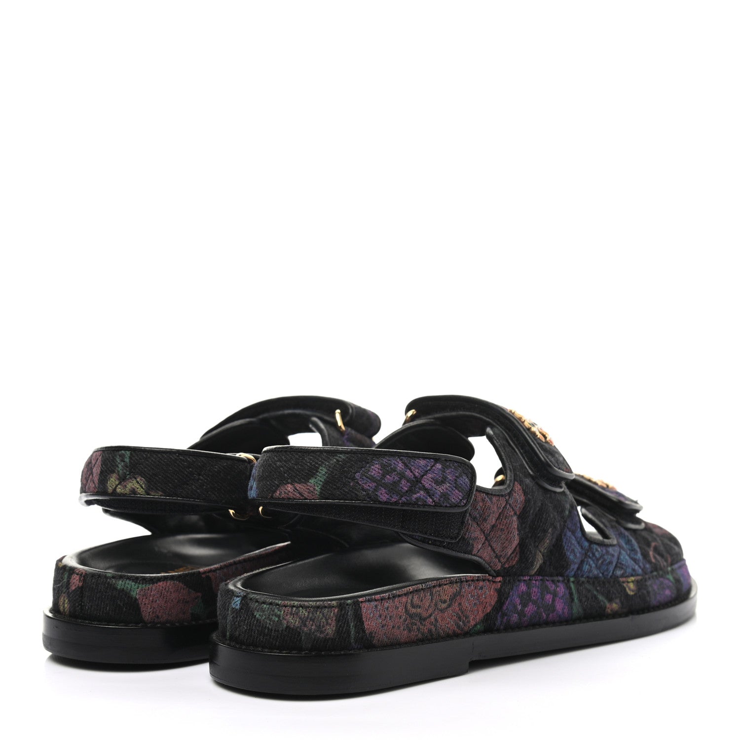 Chanel Denim Quilted Dad Sandals 38.5 Black Multicolor 4 of 8