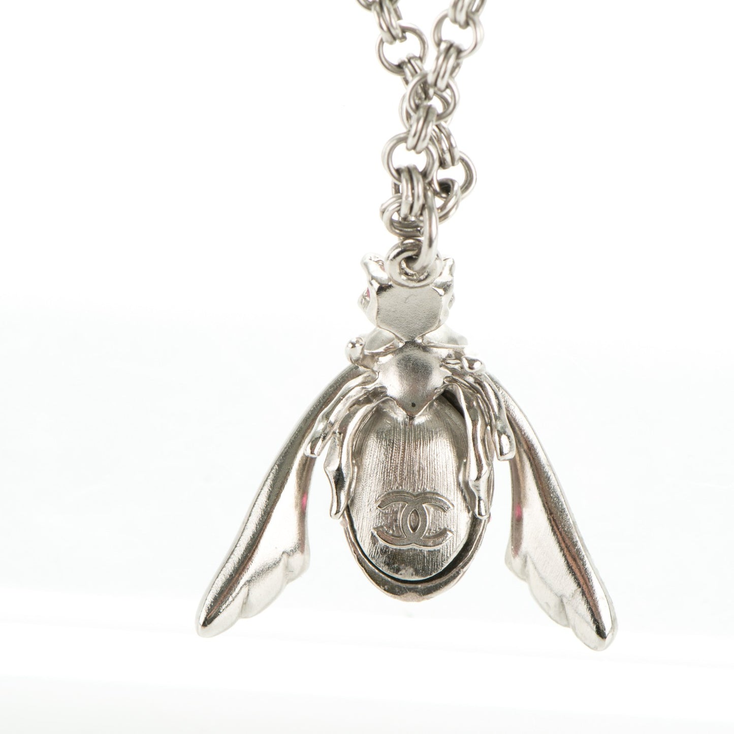 Crystal Bee Pendant Necklace Silver Multicolor
