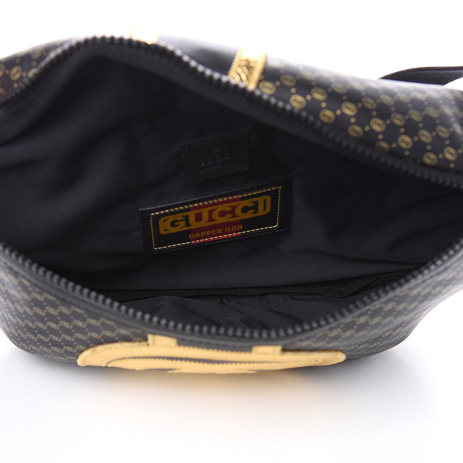 Gucci X DAPPER DAN Calfskin Laminated Ayers GG Micro Monogram Mens Belt Bag Black 5 of 13