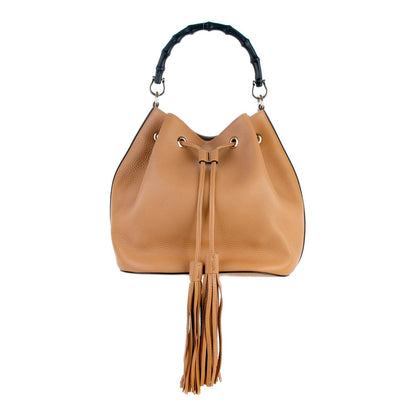 Gucci Pebbled Calfskin Miss Bamboo Bucket Bag Camelia 1 of 7