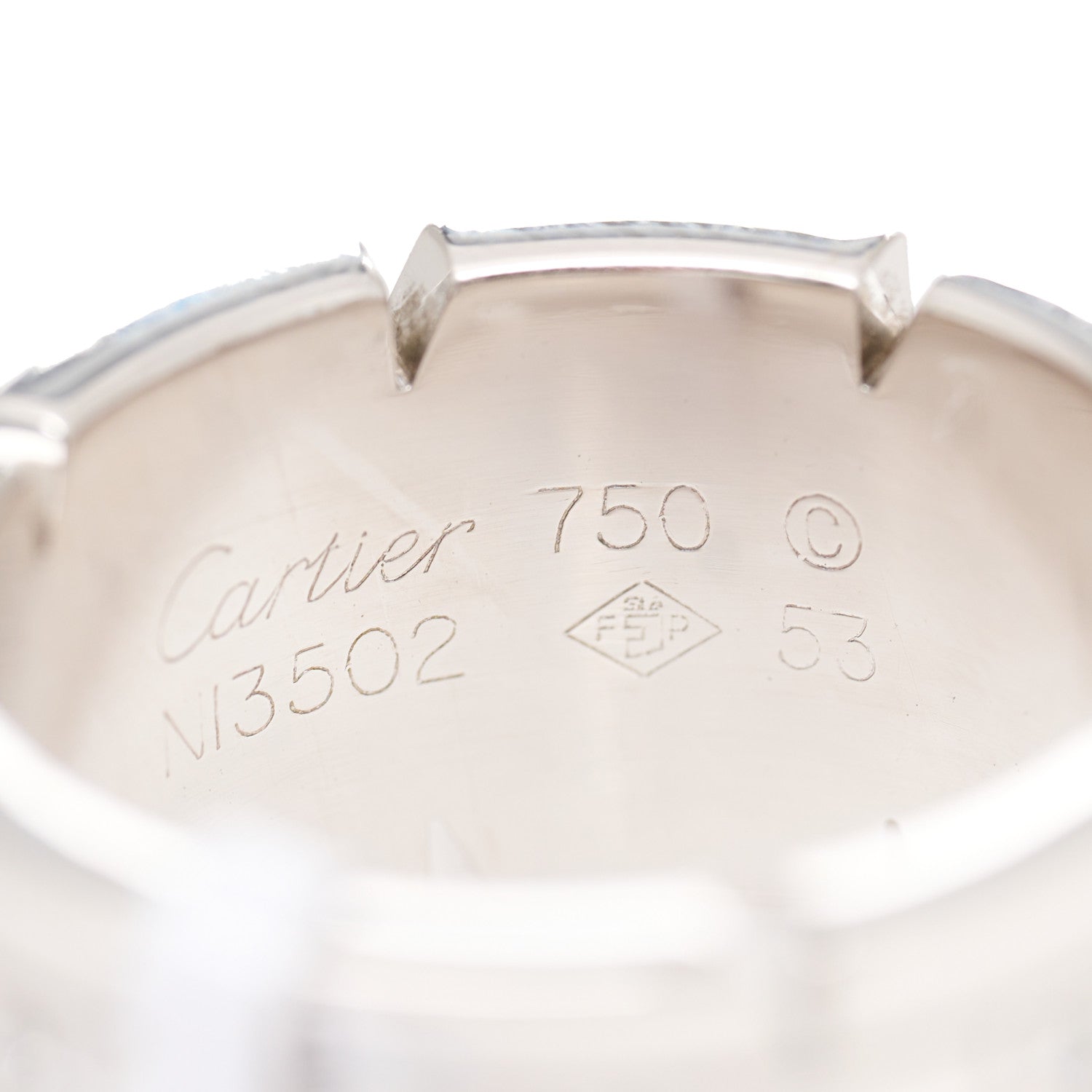 Cartier 18K White Gold Diamond 11mm Tank Francaise Ring 53 6.5 4 of 4