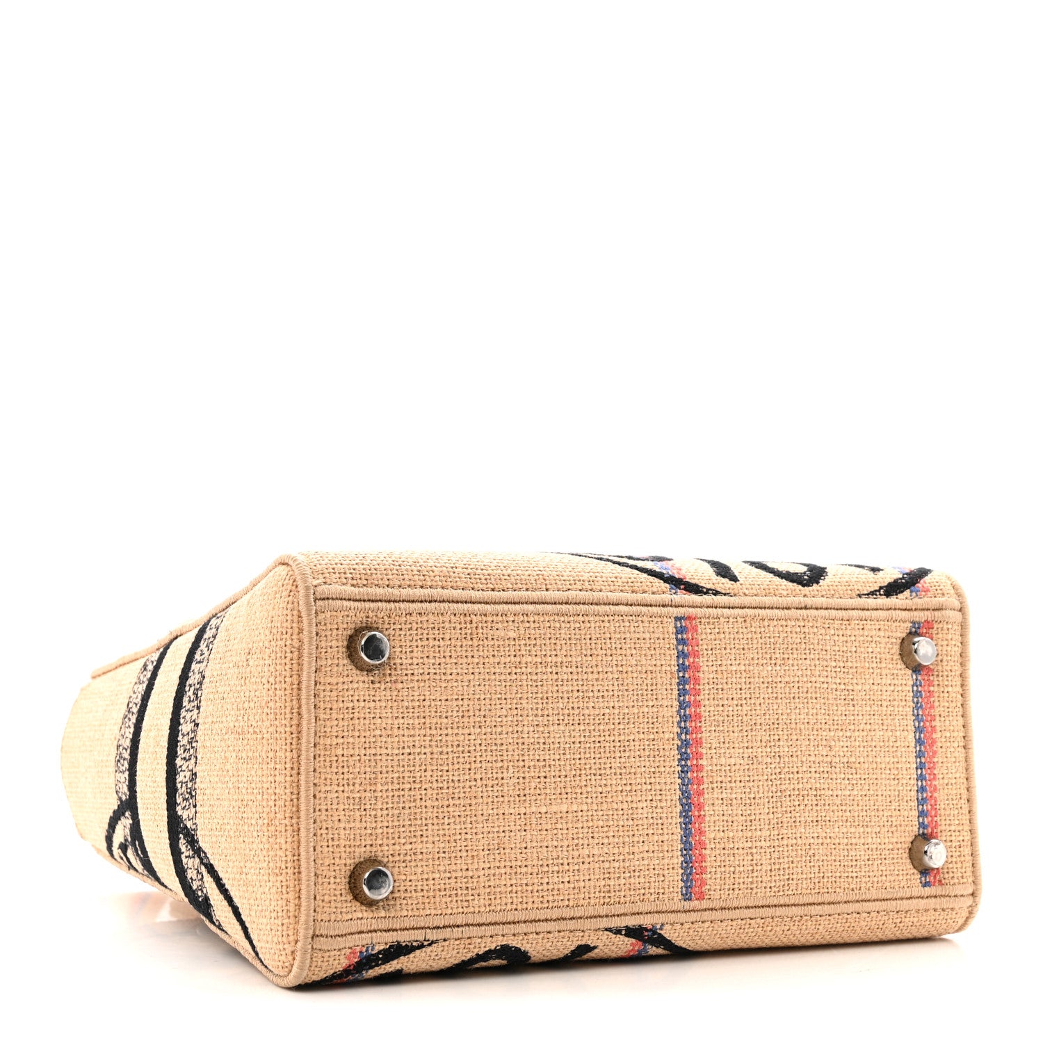 Christian Dior Canvas Jute Embroidered Medium Lady D-Lite Beige Multicolor 4 of 15