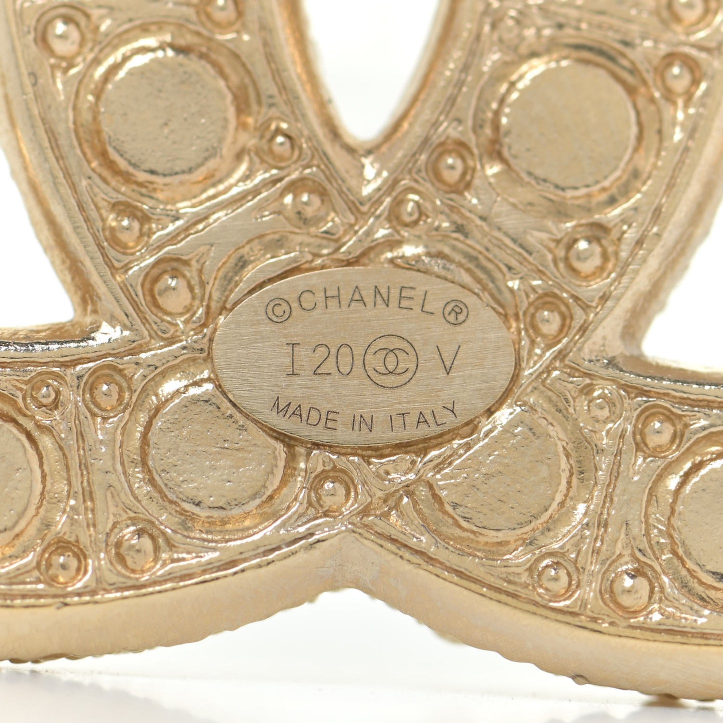 Pearl Crystal CC Brooch Gold