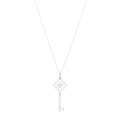 Tiffany Sterling Silver Diamond Knot Key Pendant Necklace 1 of 7