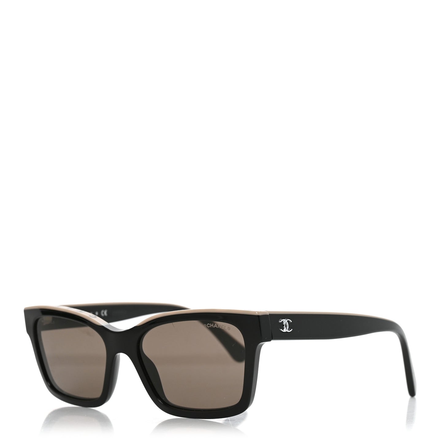 Acetate Logo Square Sunglasses 5417 Black Beige