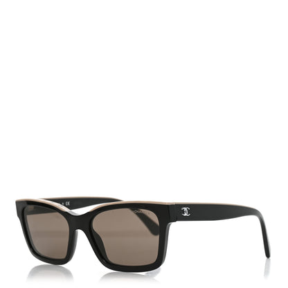 Chanel Acetate Logo Square Sunglasses 5417 Black Beige 1 of 7