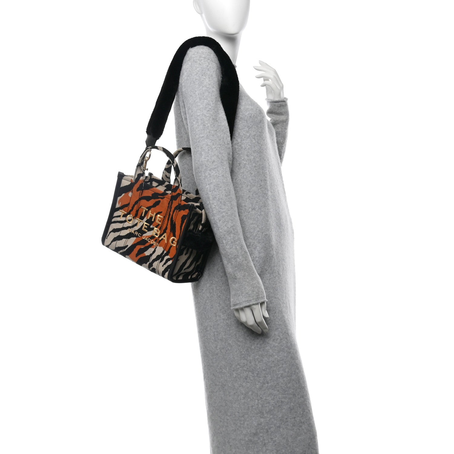 Marc Jacobs Cotton Canvas Zebra Tiger Print Mini The Traveler Tote Bag 2 of 11