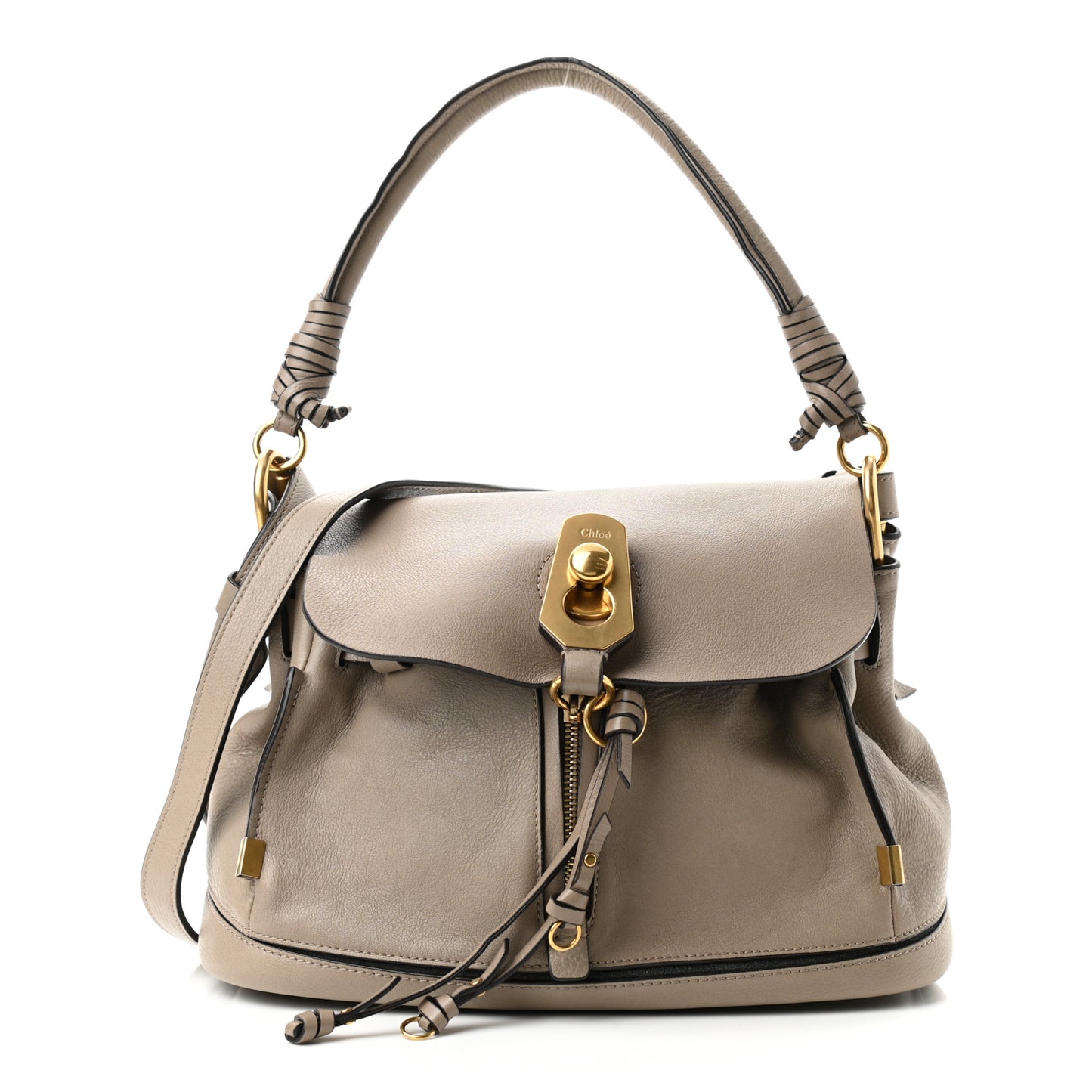Suede Calfskin Small Owen Flap Bag Motty Grey