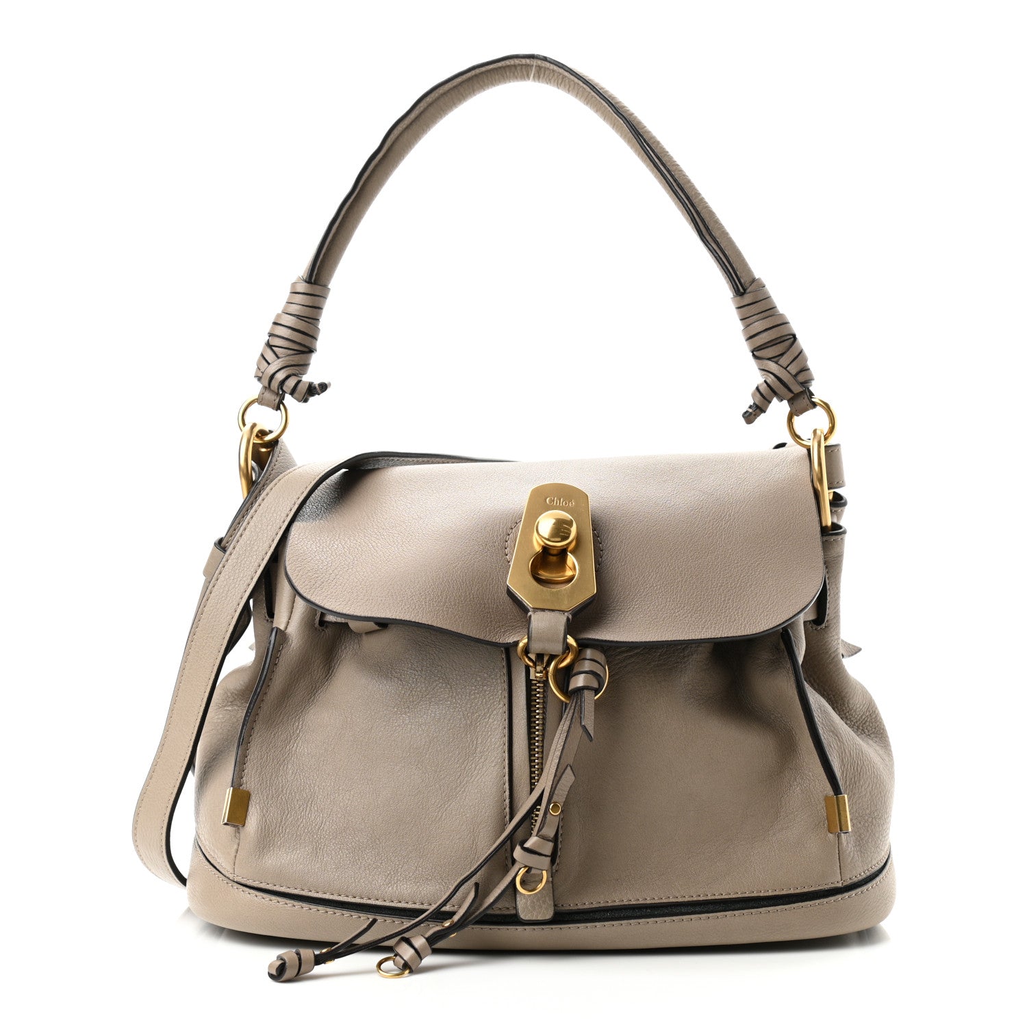 Chloe Suede Calfskin Small Owen Flap Bag Motty Grey 1 of 9
