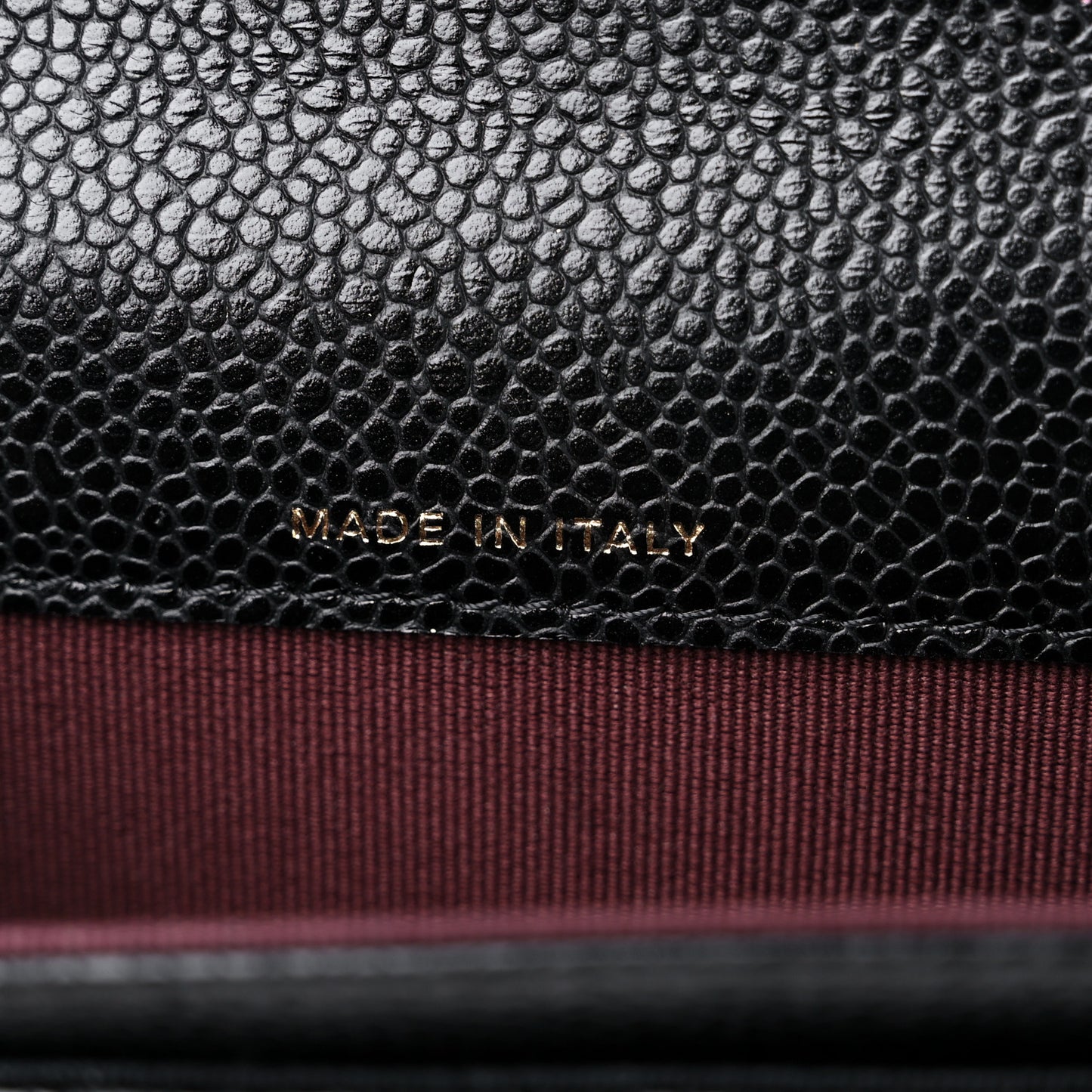 Caviar Quilted Flap Card Holder Wallet Black