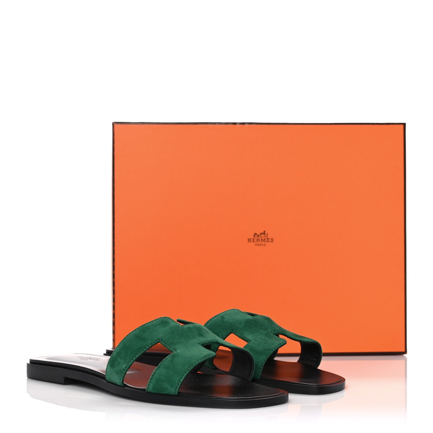 Hermes Suede Goatskin Oran Sandals 39 Vert Electrique 11 of 11