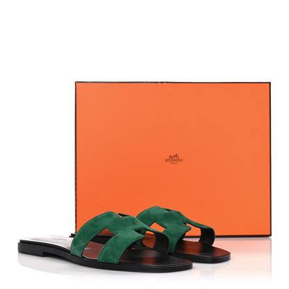Hermes Suede Goatskin Oran Sandals 39 Vert Electrique 11 of 11