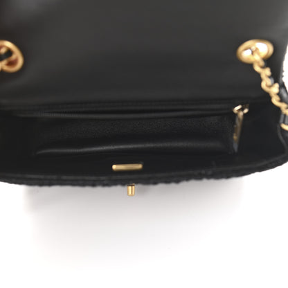 Chanel Tweed Quilted Mini Crystal CC Square Flap Black 5 of 11