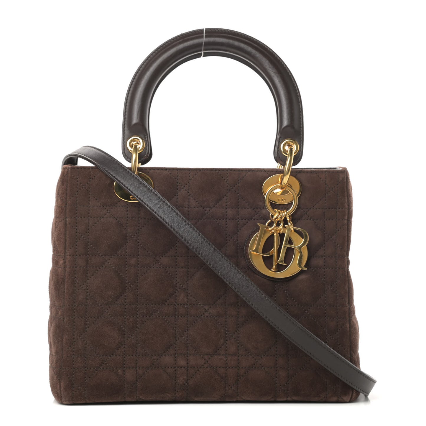 Suede Cannage Medium Lady Dior Brown