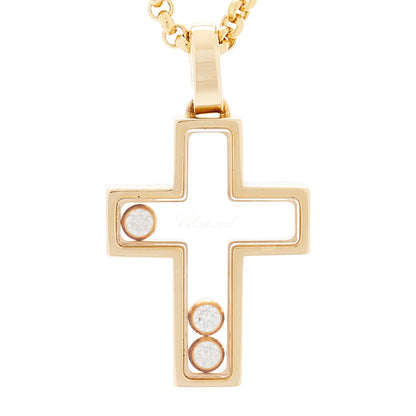 Chopard 18K Yellow Gold Happy Diamonds Cross Pendant Necklace 5 of 5